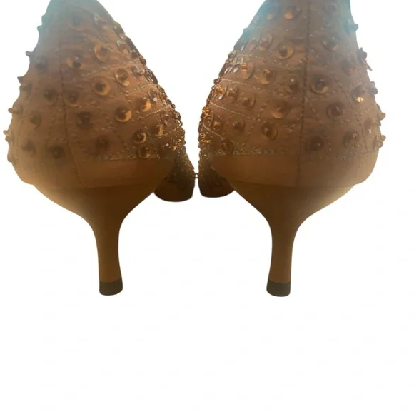 TOP Moda Tan Sequenced 2 inch Pointy Toe Women’s Pumps Size 8. - Picture 5 of 6